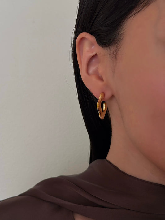 Aretes Cuadrado Orgánico Dorados