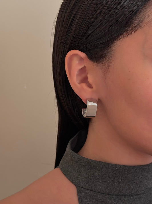 Aretes Cuadrado Hueco Plateado