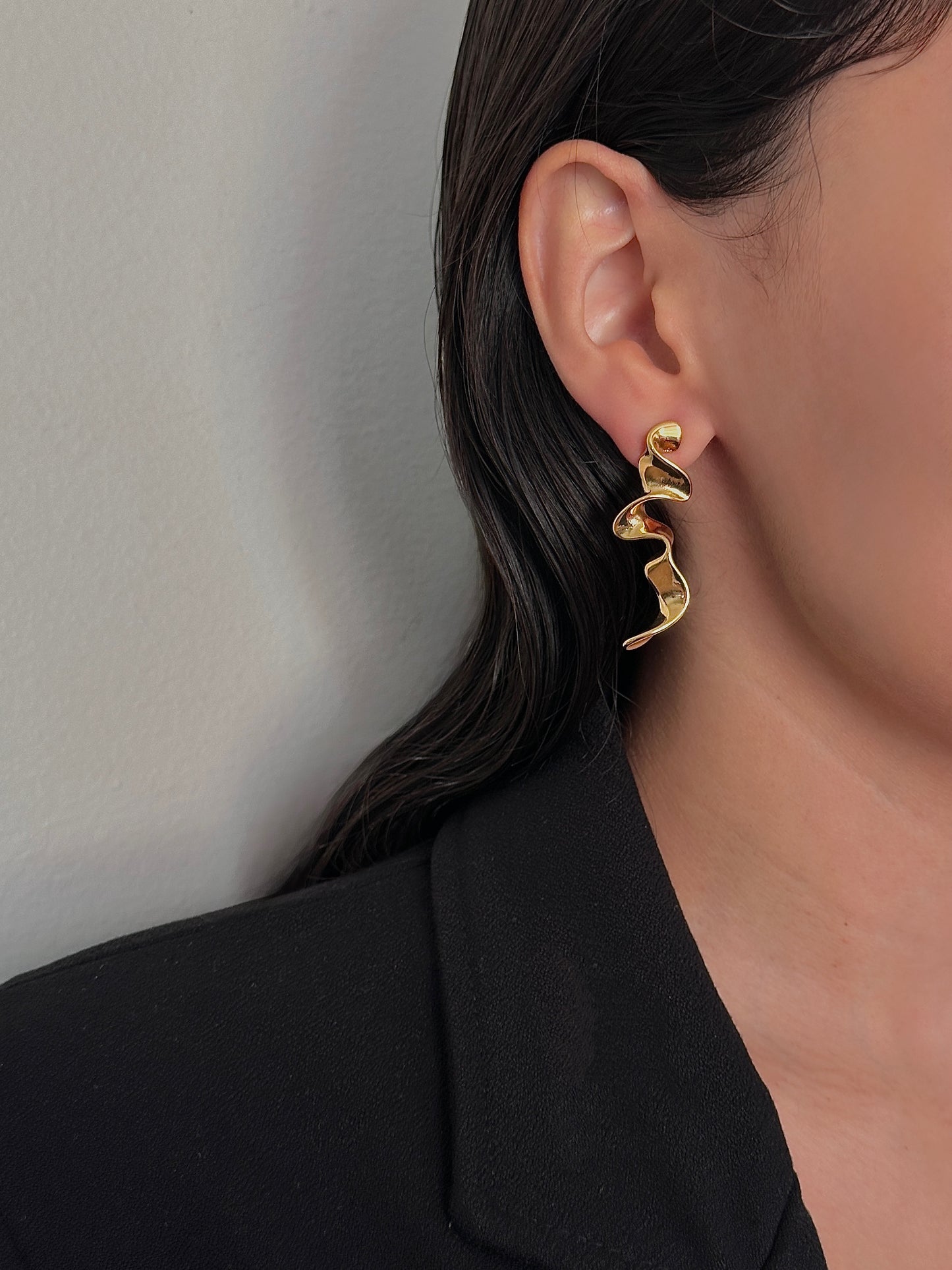 Aretes Listón Dorado Chunky