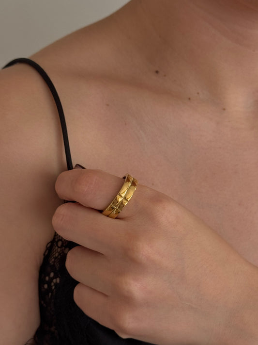 Anillo Líneas Duo Dorado