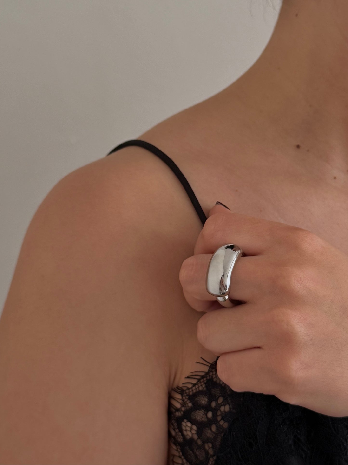 Anillo Rectángulo Chunky Plateado