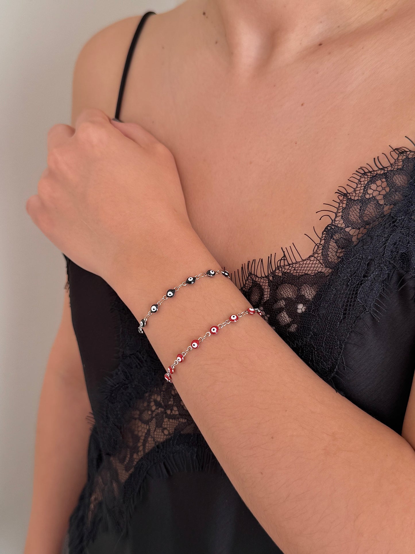 Pulsera Ojo Negro Plateada