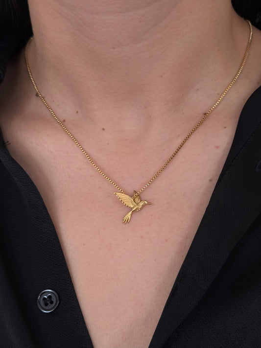 Dije Colibrí Liso Dorado