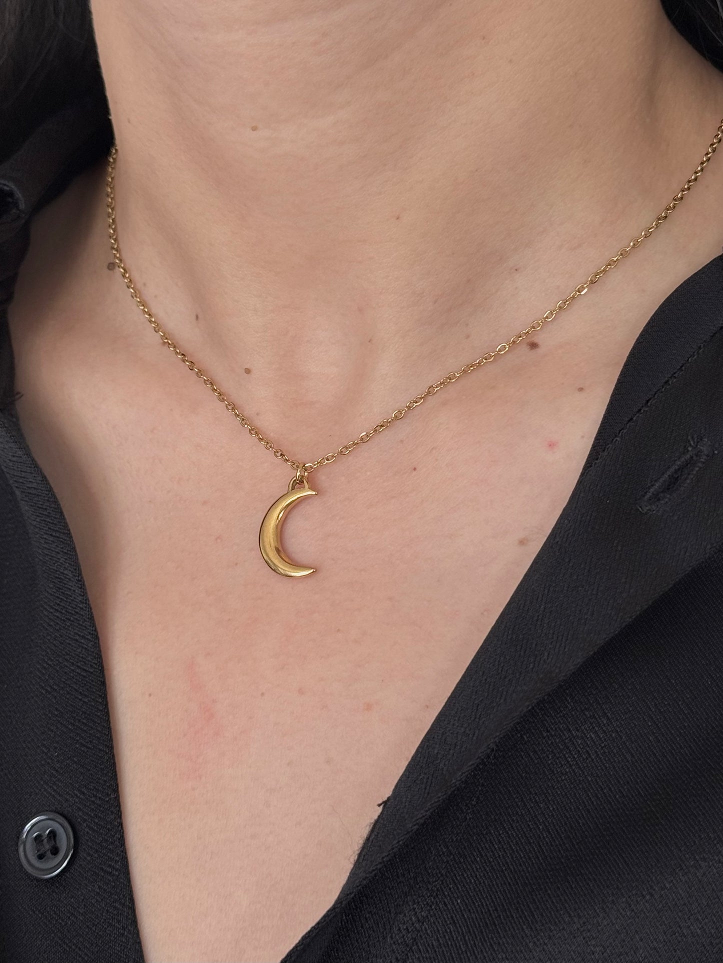 Dije Luna y Estrellas de Zirconia Dorado