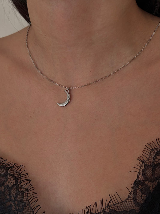 Dije Luna y Estrellas de Zirconia Plateado