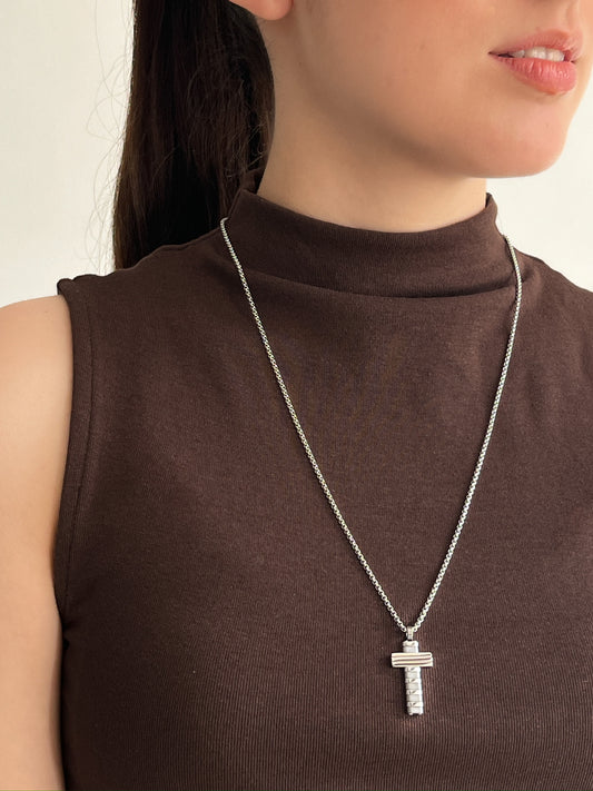 Cadena Cruz Plateada