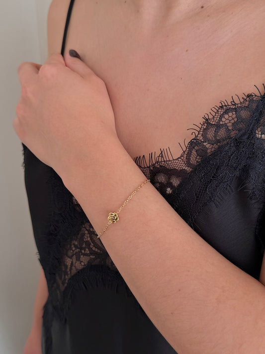 Pulsera Flor Mini 3D Dorada