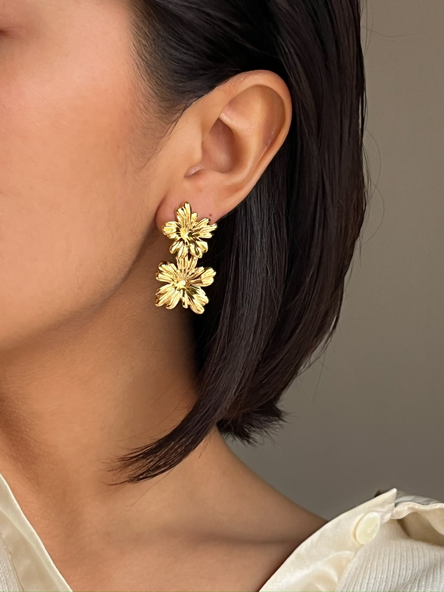Aretes Bloom Duo Gold