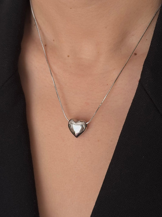 Collar Corazón Globo Mediano Plateado