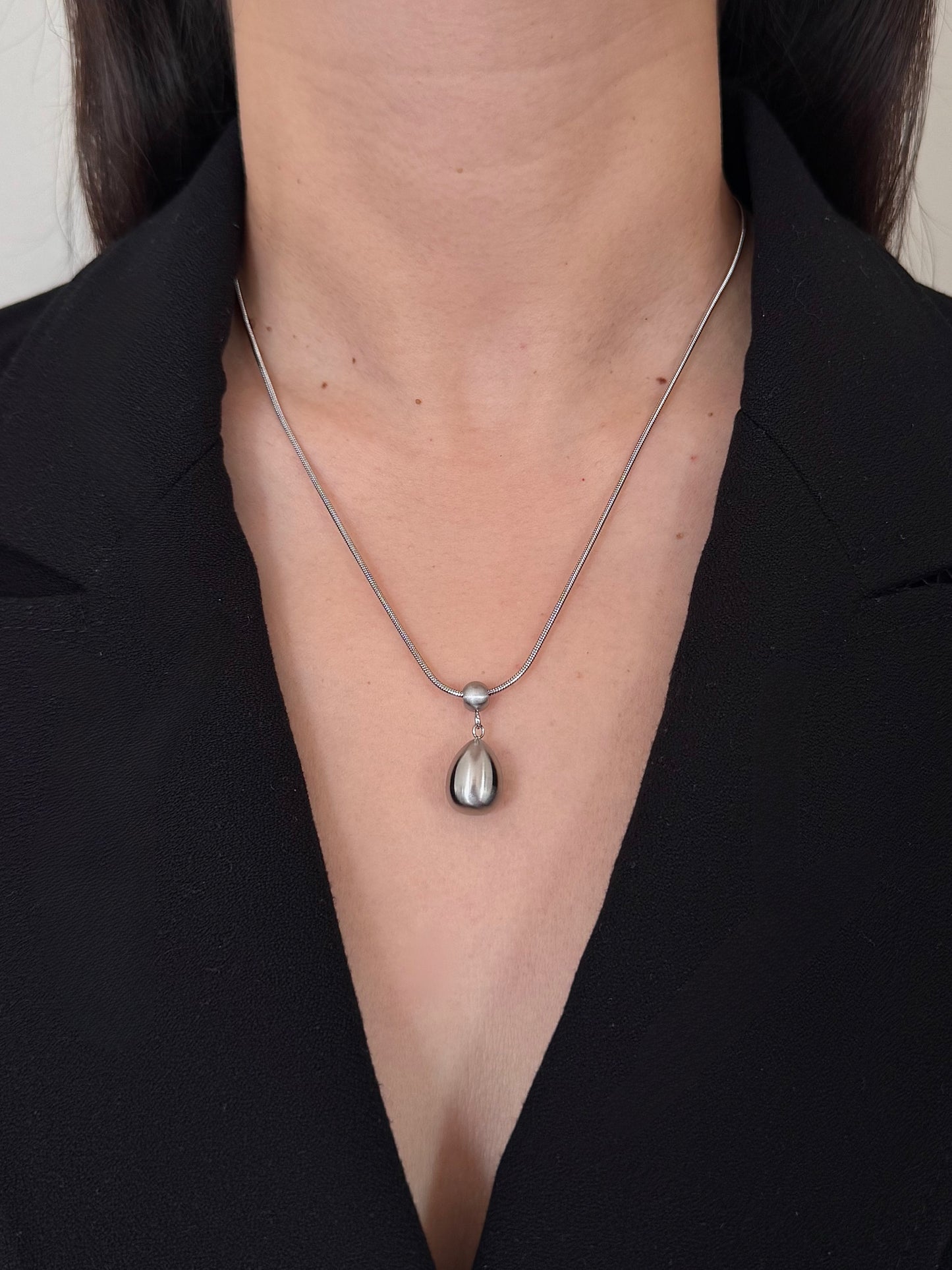 Collar Gota Mate Plateado