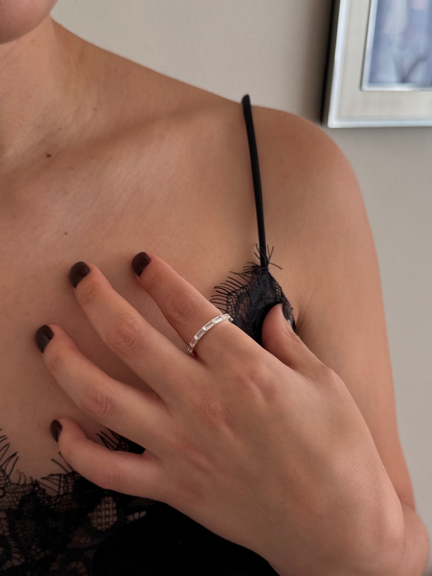 Anillo Churumbela Rectangular Blanca