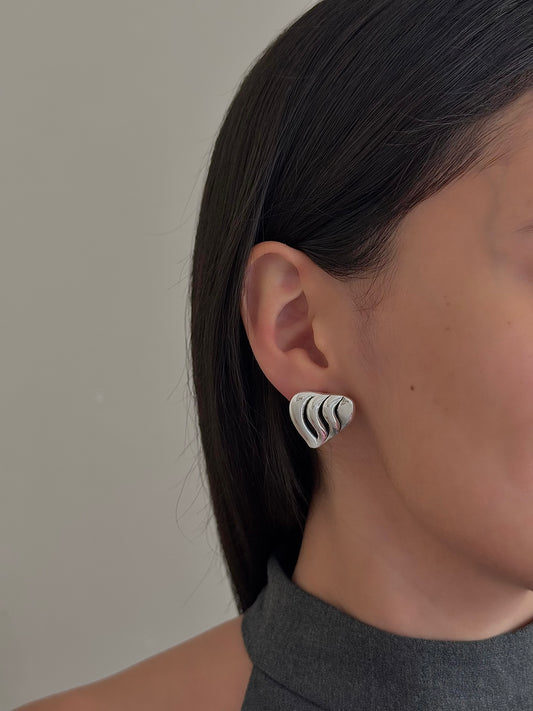 Aretes Corazón Chunky Rayado