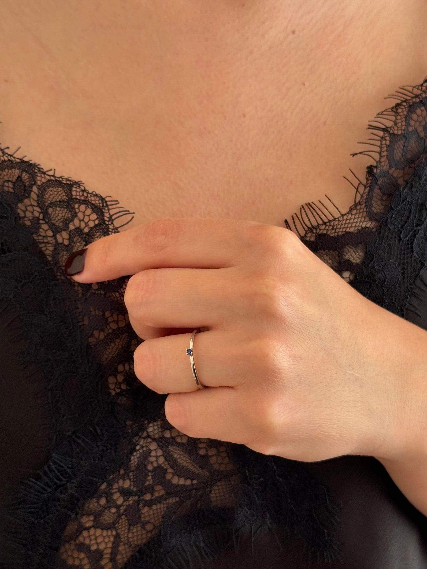 Anillo Zirconia Azul Mini