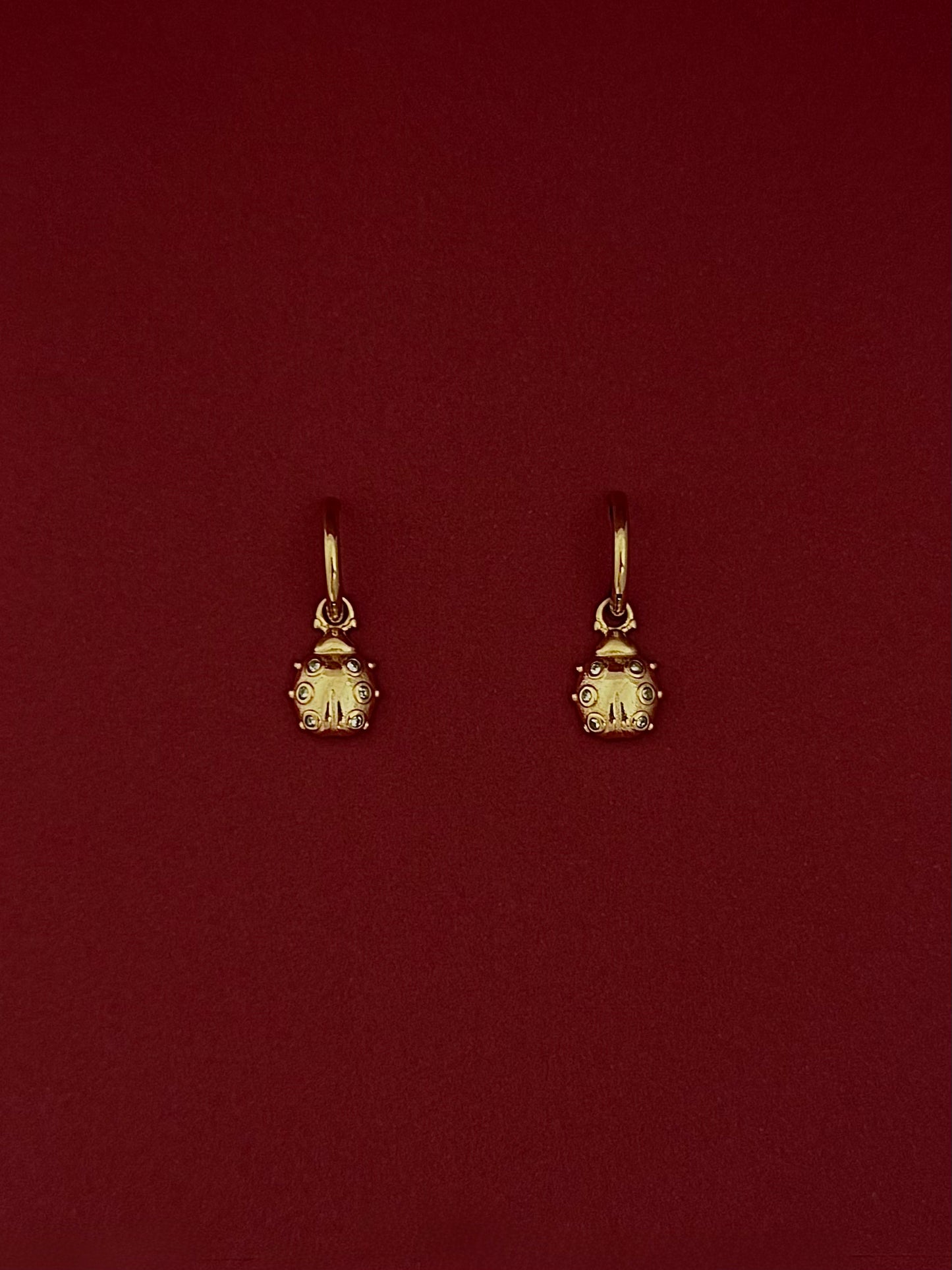 Huggies Dorados con Catarinas y Zirconias Blancas