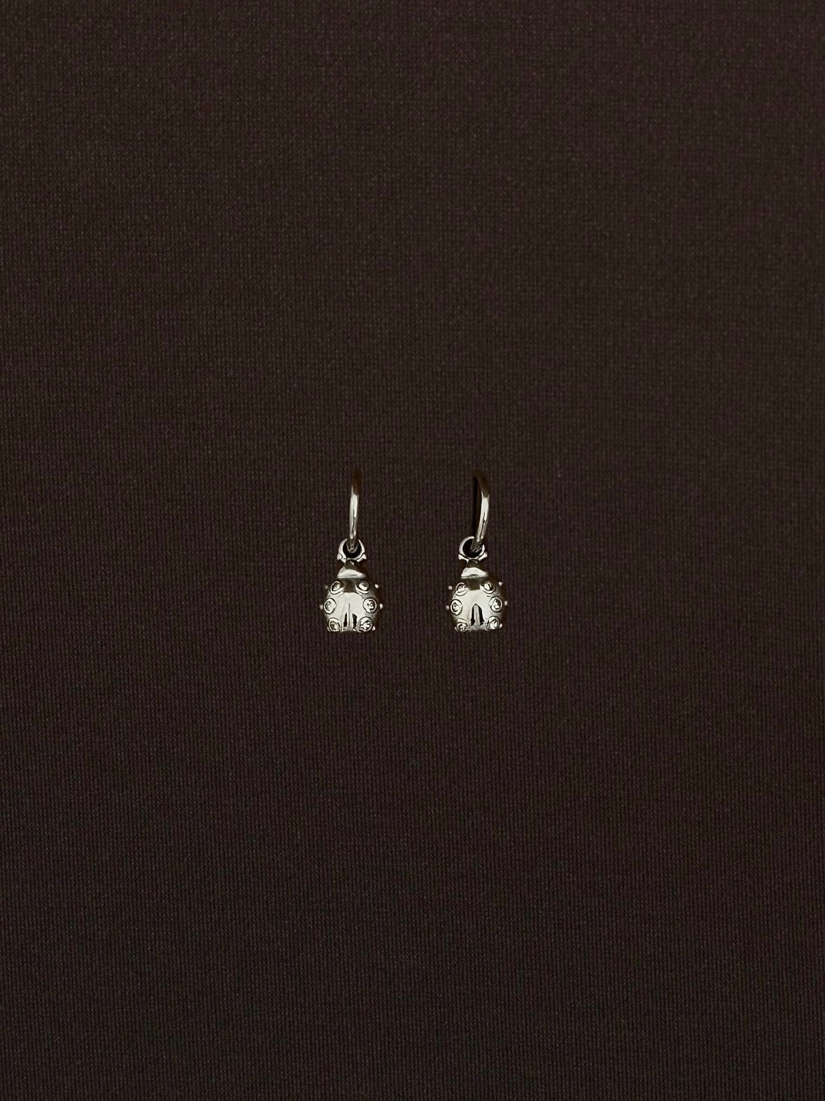 Huggies Plateadas con Catarinas y Zirconias Blancas