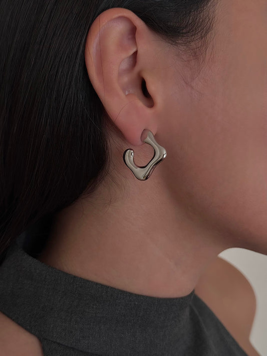 Aretes Cuadrado Orgánico Plateados