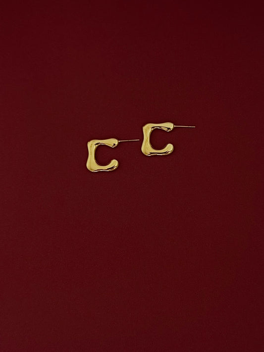 Aretes Cuadrado Orgánico Dorados