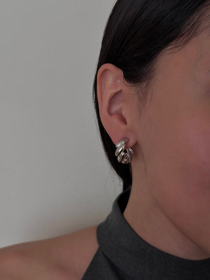 Aretes de Óvalos Lisos Plateados