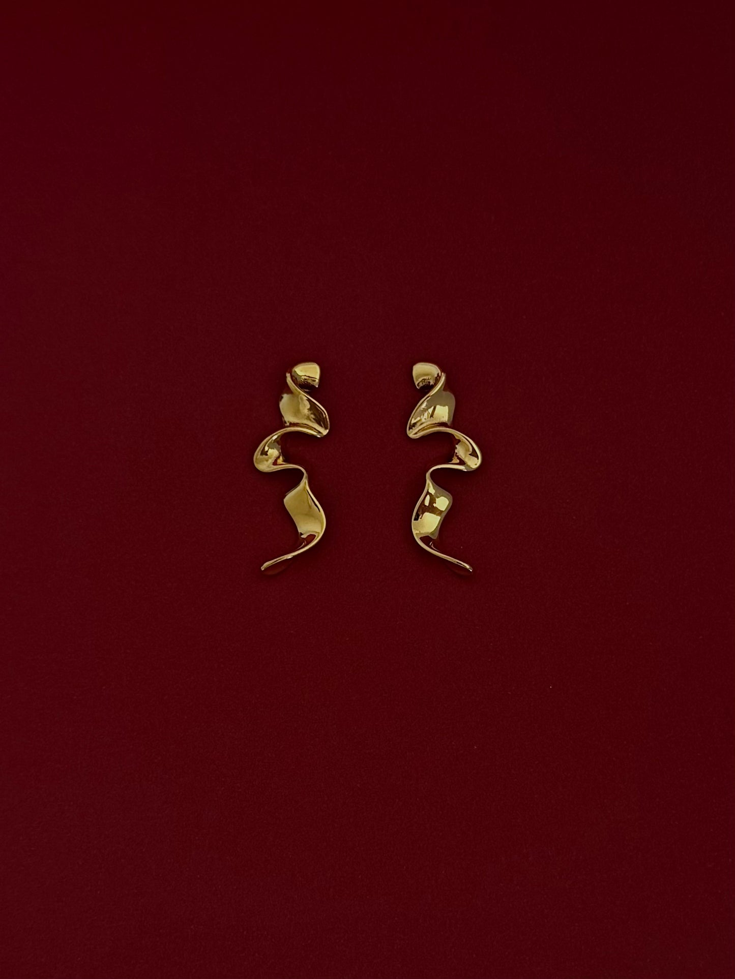 Aretes Listón Dorado Chunky