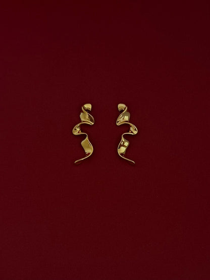 Aretes Listón Dorado Chunky