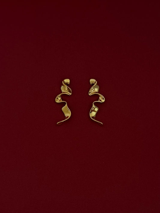 Aretes Listón Dorado Chunky