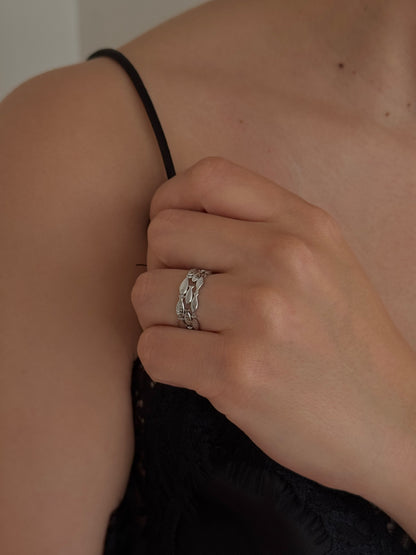 Anillo Peces Triple Línea Ajustable Plateado