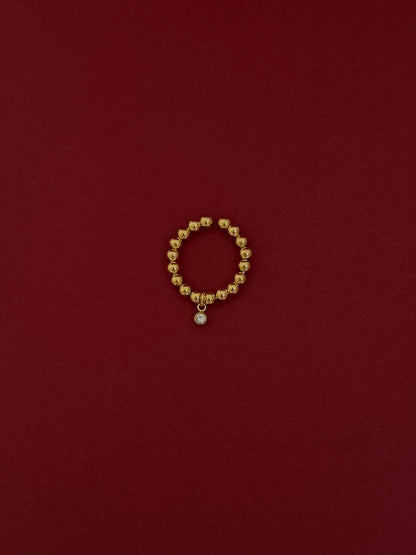 Anillo Bolita con Zirco Colgante Dorado