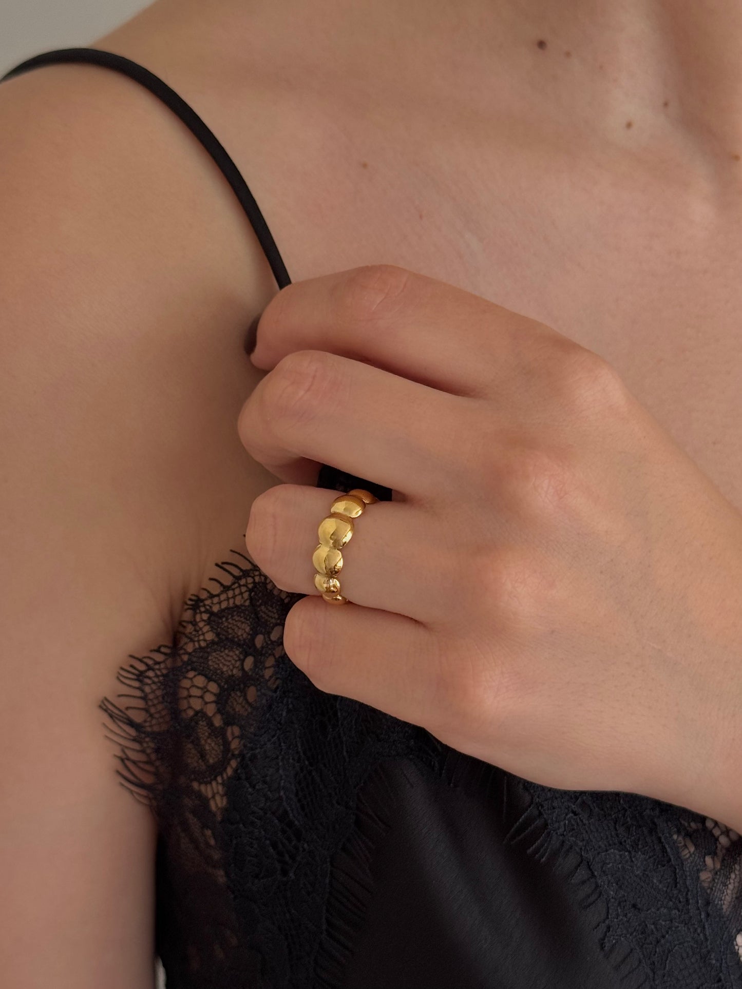 Anillo Bubble Mix Ajustable Dorado