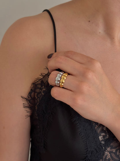 Anillo Bubble Mix Ajustable Dorado