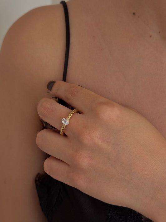 Anillo Churro Luna Drop Dorado