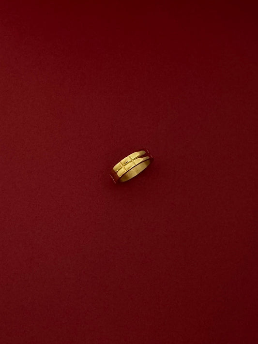 Anillo Líneas Duo Dorado