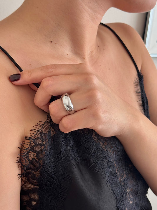 Anillo Chunky Star Row Plateado