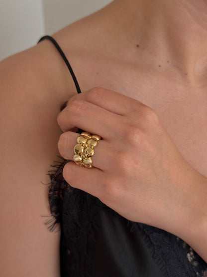 Anillo Twin Bubbles Dorado