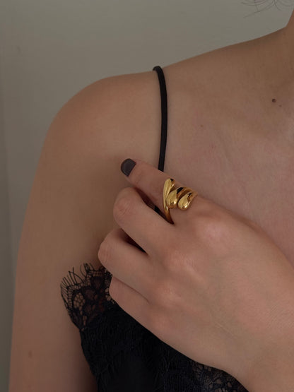 Anillo Triple Drop Dorado