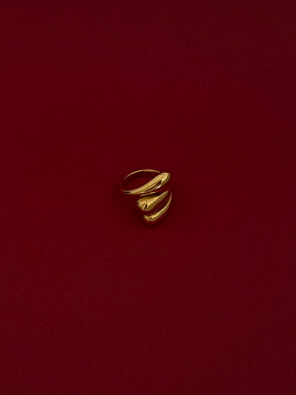 Anillo Triple Drop Dorado