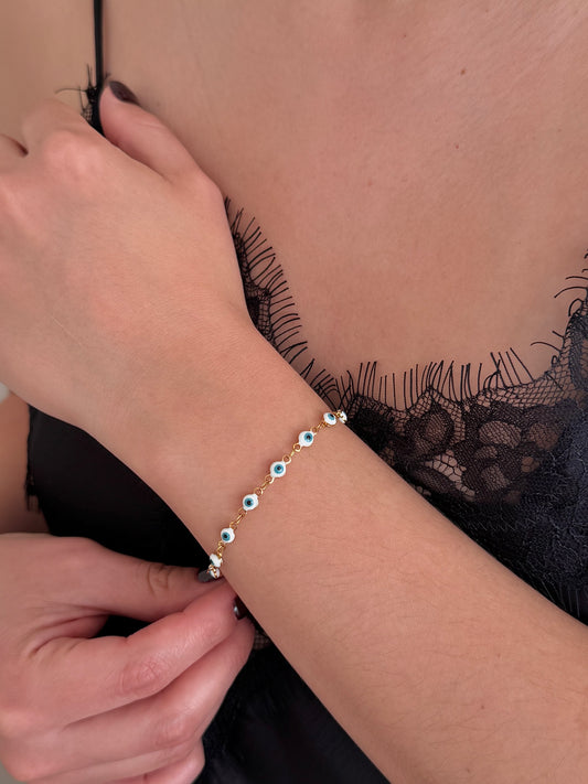 Pulsera Ojo Azul Dorada