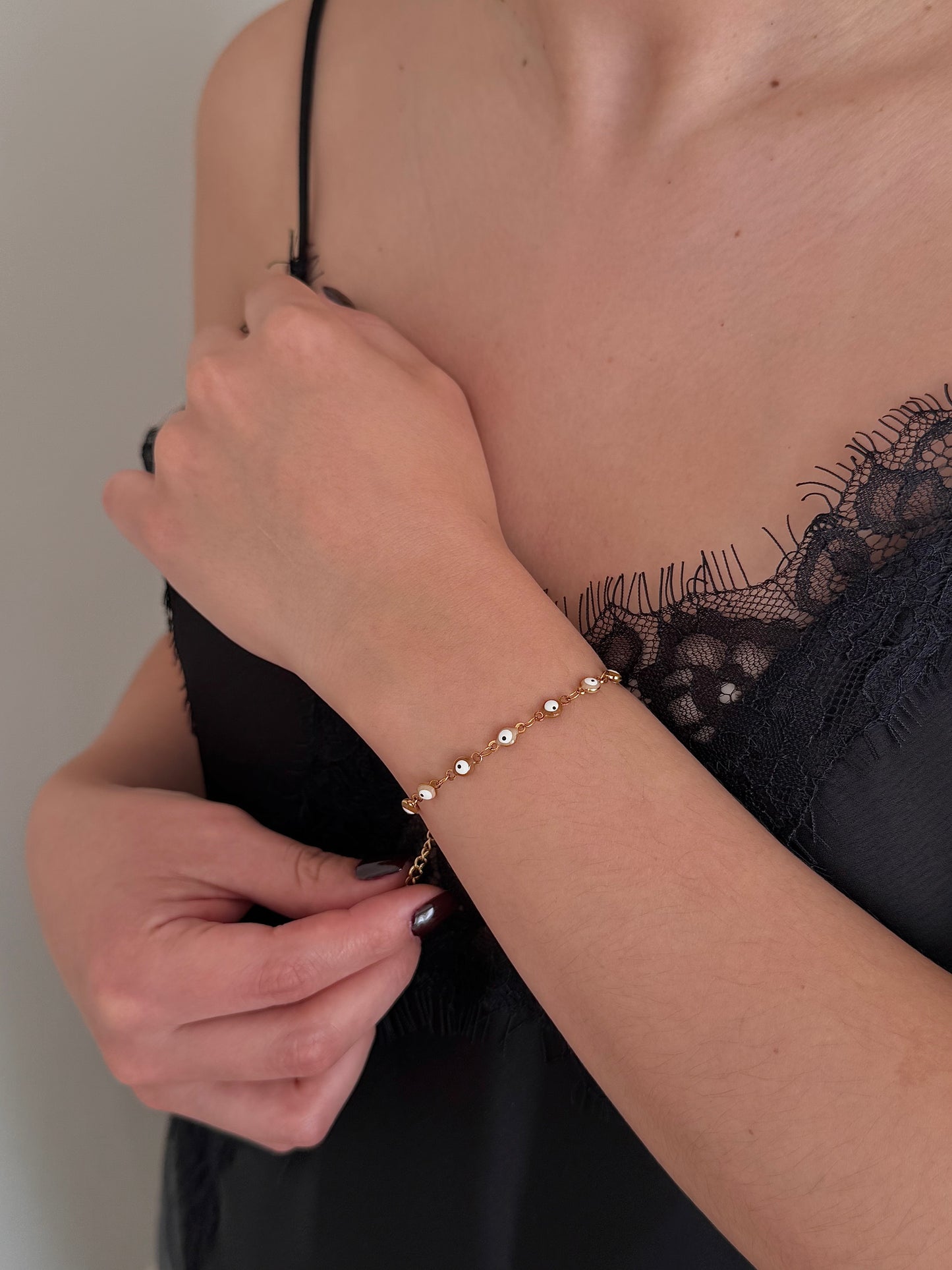 Pulsera Ojos Tonos Cafés Dorada