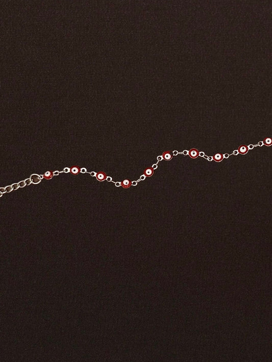 Pulsera Ojo Rojo Plateada