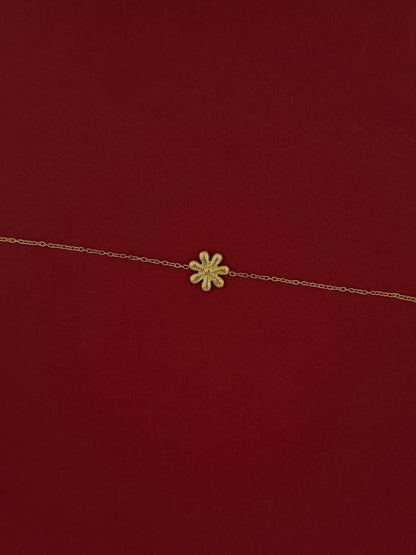 Pulsera Flor Lisa Rayada Dorada