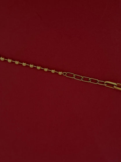 Pulsera Eslabones con Bolitas Dorada