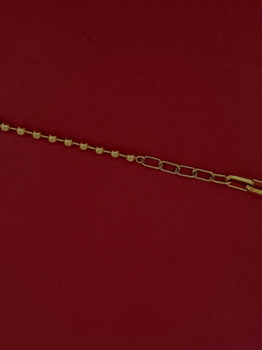 Pulsera Eslabones con Bolitas Dorada