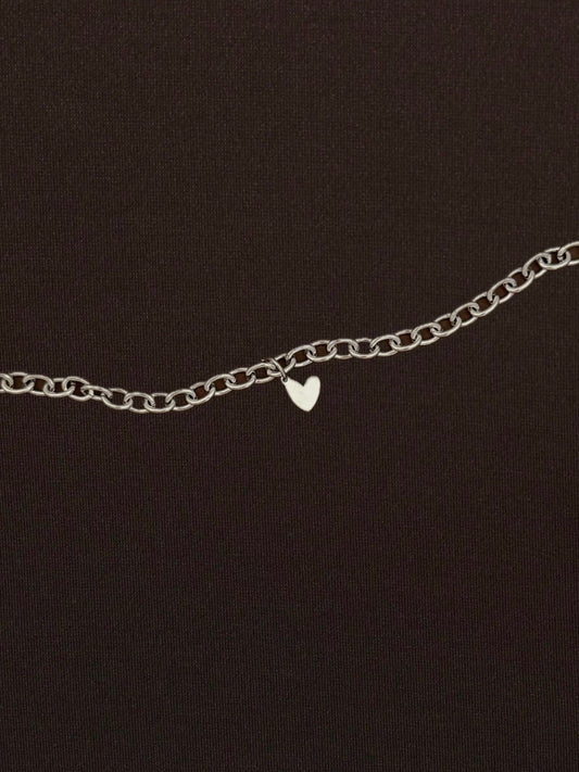 Pulsera Eslabones con Corazón Plateada