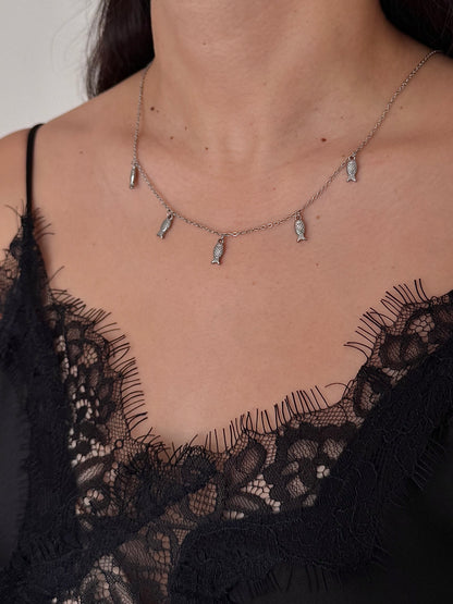 Collar Peces Mini Plateado