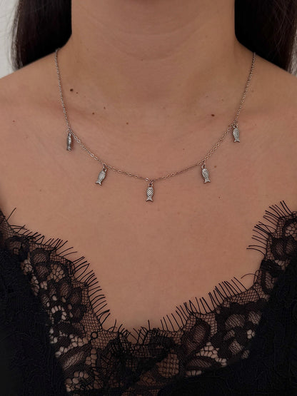 Collar Peces Mini Plateado
