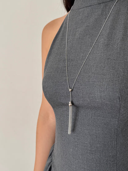 Collar Corbatero Bolitas Plateado