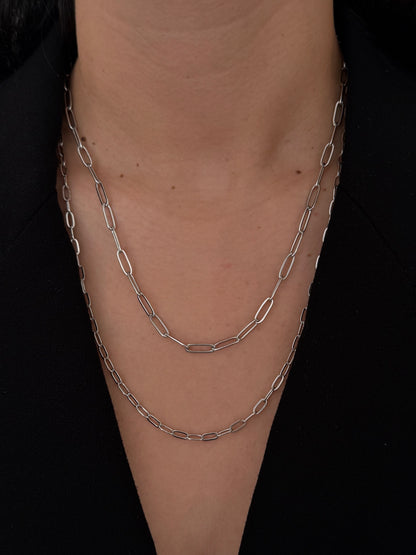 Collar Doble Cadenas Plateado