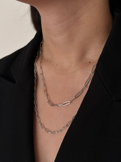 Collar Doble Cadenas Plateado