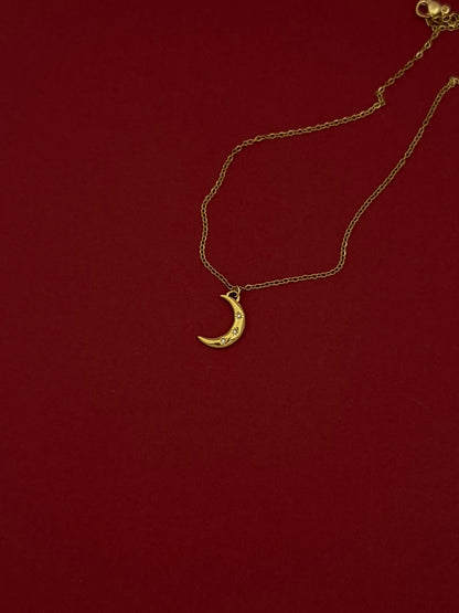 Dije Luna y Estrellas de Zirconia Dorado