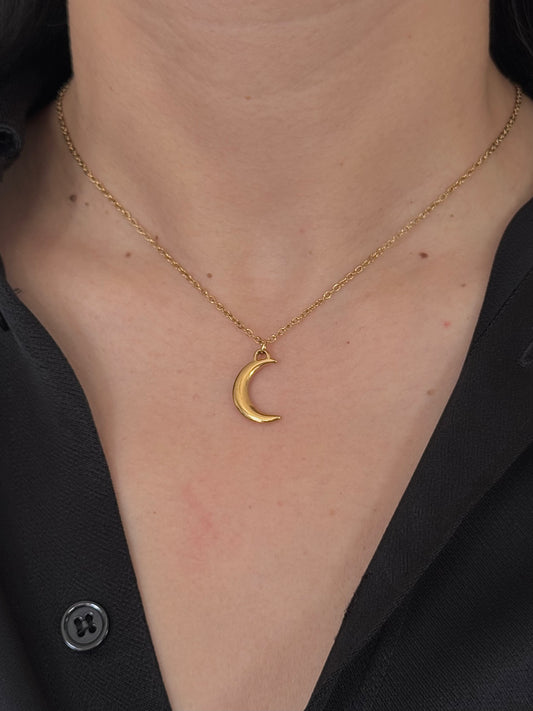 Dije Luna y Estrellas de Zirconia Dorado