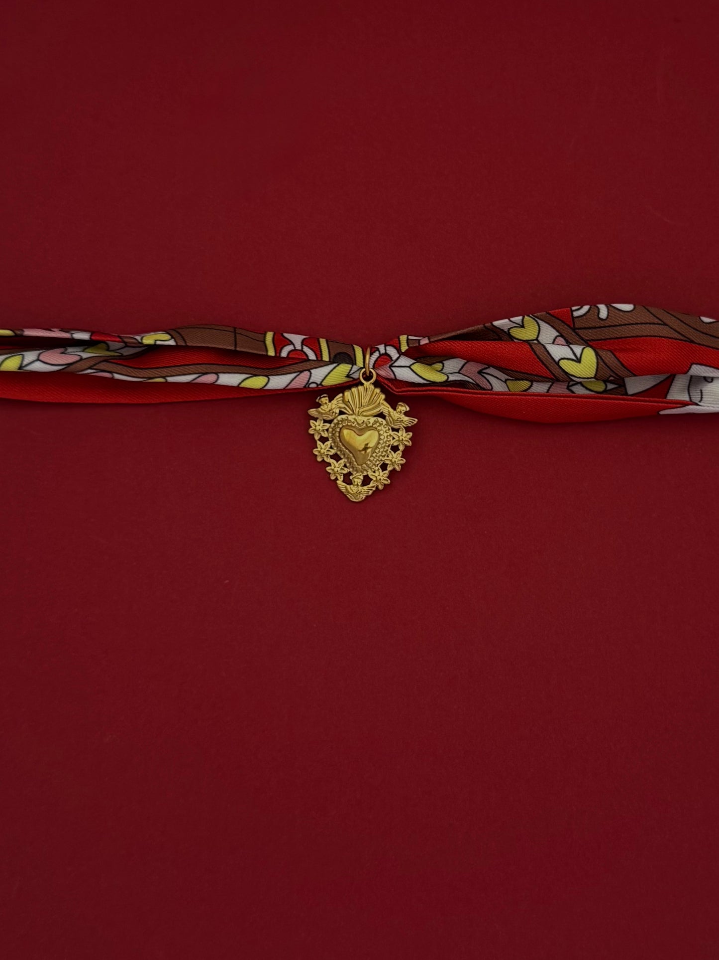 Collar Corazón Flores y Pájaros